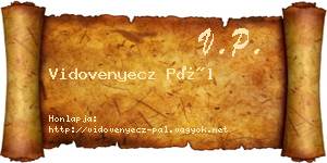 Vidovenyecz Pál névjegykártya